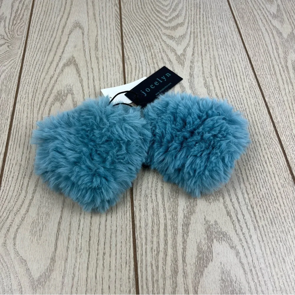 Jocelyn Women's Mandy Faux Fur Fingerless Knit Mittens OS Blue $65